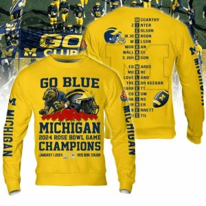 Go Blue Michigan 2024 Rose Bowl Game Champs January 1 2024 Shirt Hoodie Sweatshirt Long Sleeve Shirt revetee 2
