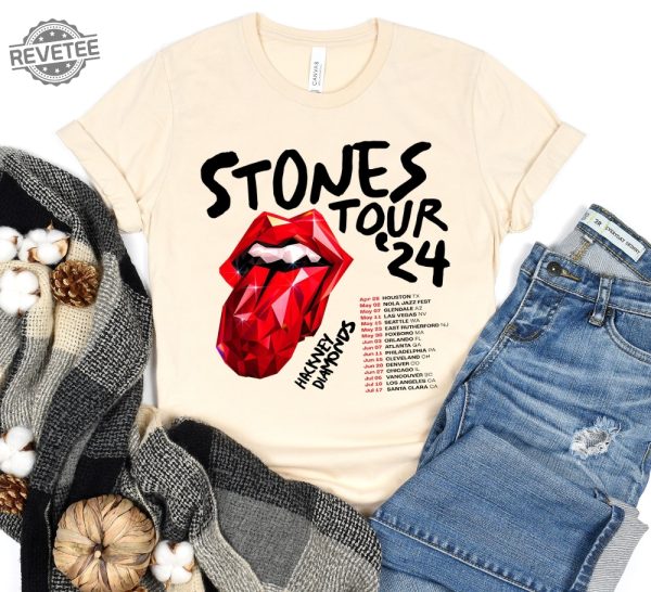 The Rolling Stones Hackney Diamonds Tour 2024 Schedule List T Shirt Rolling Stones 2024 Hackney Diamonds Tour Shirt Rolling Stones Shirt Unique revetee 3