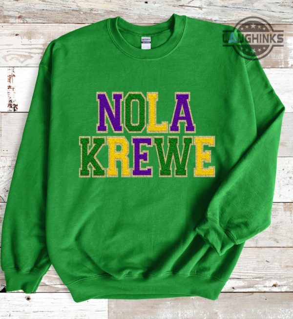 nola sweatshirt hoodie tshirt mens womens nola krewe faux chenille shirts new orleans louisiana mardi gras fat tuesday tee mardi gras 2024 carnival gift laughinks 1