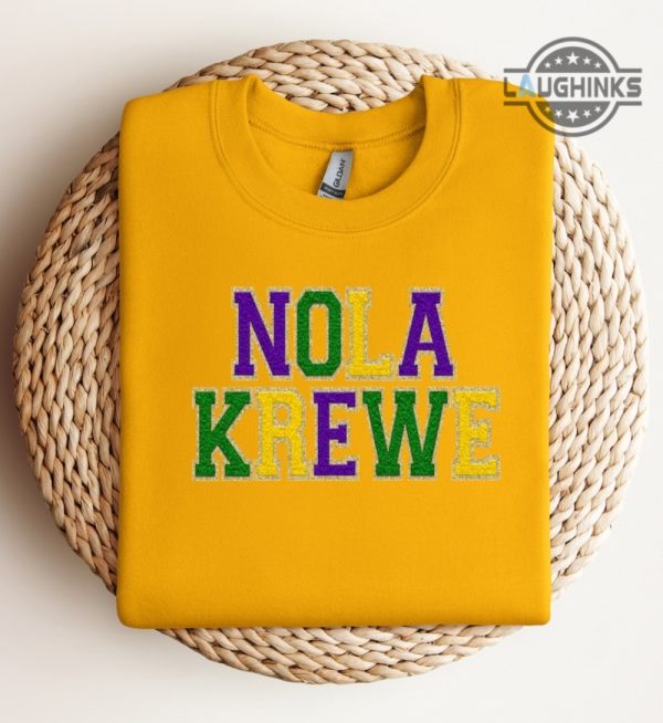 nola sweatshirt hoodie tshirt mens womens nola krewe faux chenille shirts new orleans louisiana mardi gras fat tuesday tee mardi gras 2024 carnival gift laughinks 2