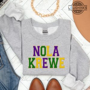 nola sweatshirt hoodie tshirt mens womens nola krewe faux chenille shirts new orleans louisiana mardi gras fat tuesday tee mardi gras 2024 carnival gift laughinks 4