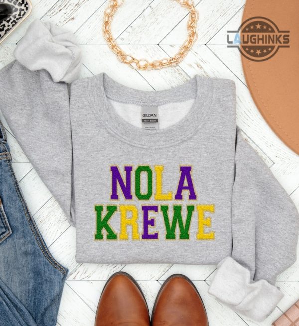 nola sweatshirt hoodie tshirt mens womens nola krewe faux chenille shirts new orleans louisiana mardi gras fat tuesday tee mardi gras 2024 carnival gift laughinks 4