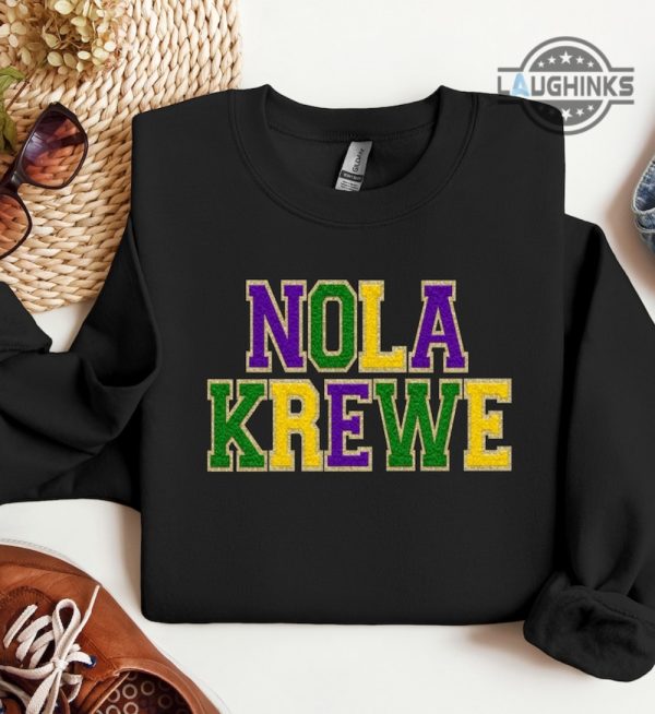 nola sweatshirt hoodie tshirt mens womens nola krewe faux chenille shirts new orleans louisiana mardi gras fat tuesday tee mardi gras 2024 carnival gift laughinks 6