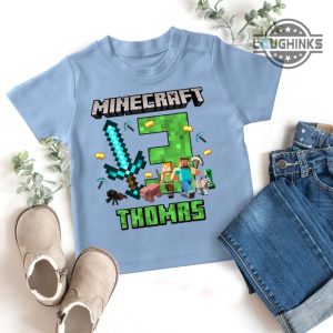 minecraft birthday shirt sweatshirt hoodie mens womens personalized family shirts birthday party outfit custom name birthday squad gift for boys girls gamers laughinks 2