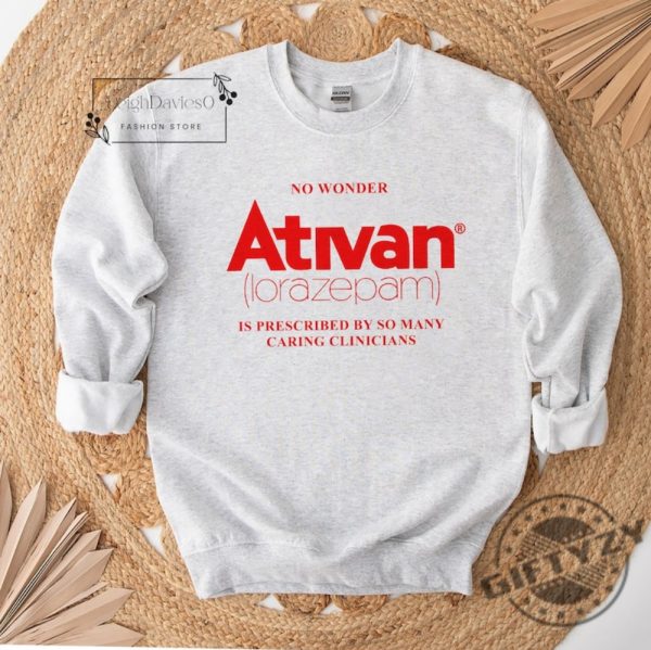 Limited Edition Ativan Lorazepam No Wonder Ash Grey Crewneck Sweatshirt Pharmaceuticals Hoodie Vintage Tshirt Pharma Prints Shirt giftyzy 1