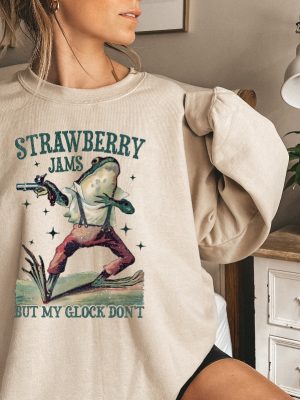 Strawberry Jams But My Glock Dont Shirt Funny T Shirt Tshirt Tee T Tees Meme Unisex Men Women Adult Sayings Meme Shirt Unique revetee 2