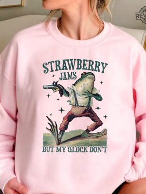 Strawberry Jams But My Glock Dont Shirt Funny T Shirt Tshirt Tee T Tees Meme Unisex Men Women Adult Sayings Meme Shirt Unique revetee 3