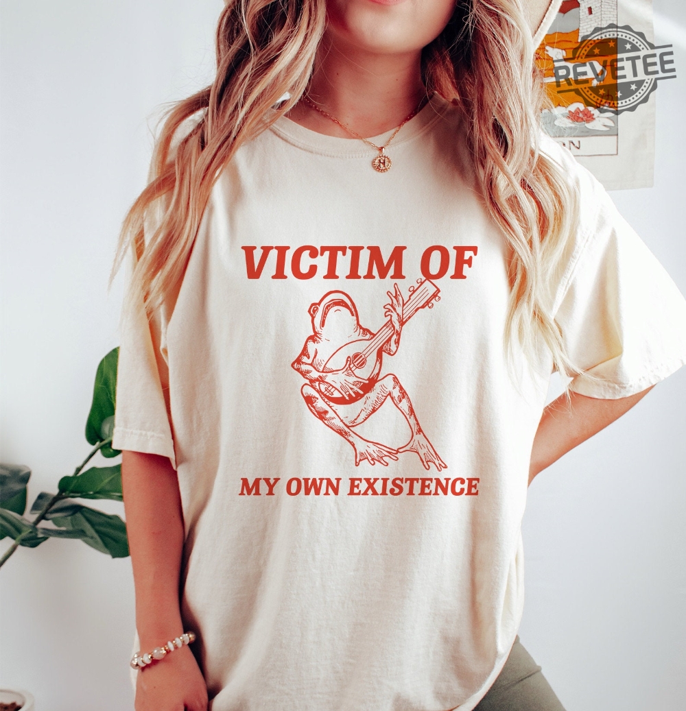 Victim Of My Own Existence Cottage Core Frog Frog Drawing Sad Frog T Shirt Depression T Shirt Unisex T Shirt Unique revetee 2