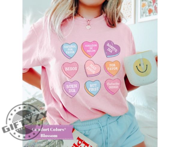 Spanish Valentine Shirt Candy Hearts Tshirt Spanish Teacher Hoodie Esl Teacher Sweatshirt Social Worker Interpreter Shirt giftyzy 1