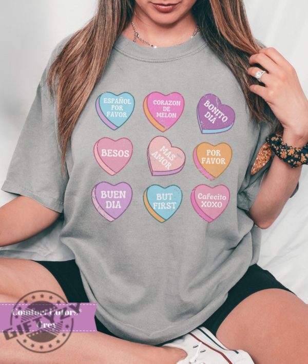 Spanish Valentine Shirt Candy Hearts Tshirt Spanish Teacher Hoodie Esl Teacher Sweatshirt Social Worker Interpreter Shirt giftyzy 6