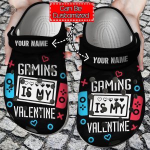 personalized gaming is my valentine clog shoes classic valentine crocs valentines day crocs laughinks 1