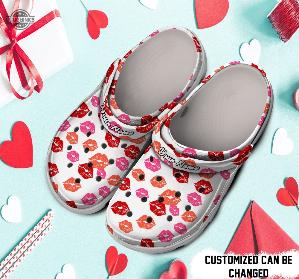 Personalized Valentine Lips Kiss Clog Shoes Classic Valentine Crocs Valentines Day Crocs