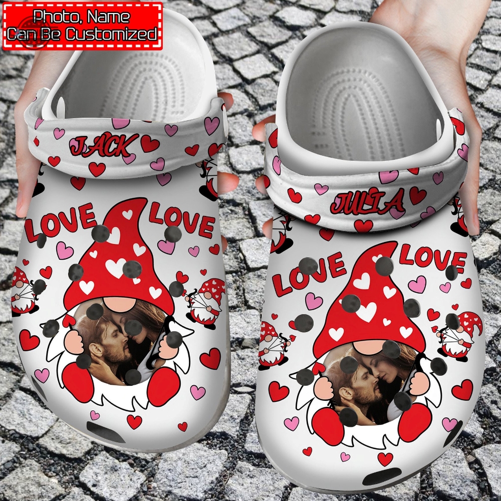 Personalized Valentine Love Gnomes Clog Shoes Classic Valentine Crocs Valentines Day Crocs