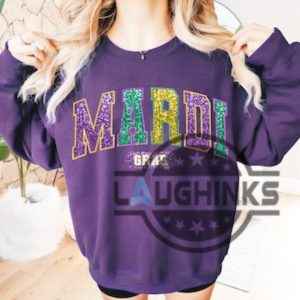 mardi gras shirt sweatshirt hoodie mens womens mardi gras faux sequin tshirt fleur de lis faux glitter fat tuesday louisiana tee laughinks 1