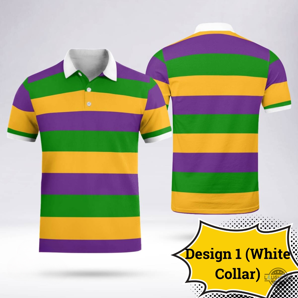 Mardi Gras Polo Shirt Black And White Collar Mardi Gras Striped Rugby All Over Printed Shirts Mens Carnival 2024 New Orleans Day Gift