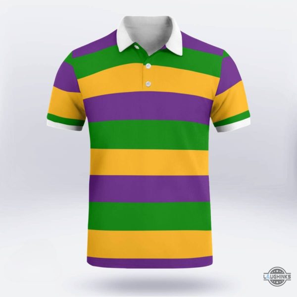 mardi gras polo shirt black and white collar mardi gras striped rugby all over printed shirts mens carnival 2024 new orleans day gift laughinks 3