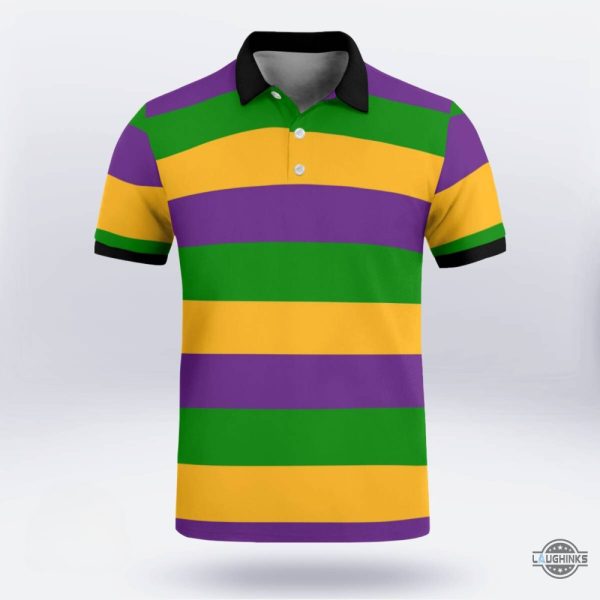 mardi gras polo shirt black and white collar mardi gras striped rugby all over printed shirts mens carnival 2024 new orleans day gift laughinks 5