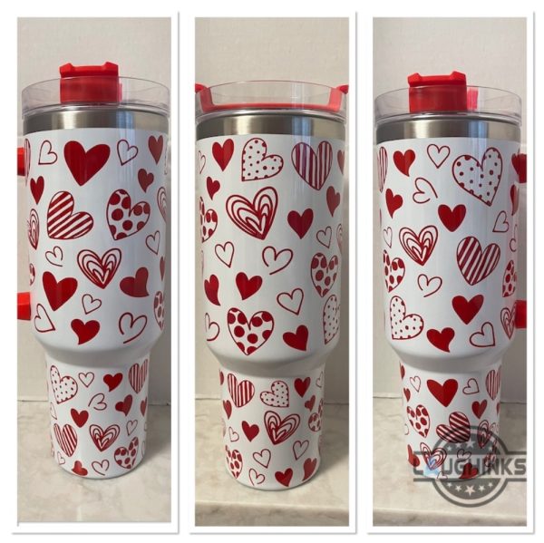 stanley pink cup valentines 40 oz dupe valentine hearts stainless steel tumbler 40oz with handle valentines day gift for coffee lovers couples laughinks 1