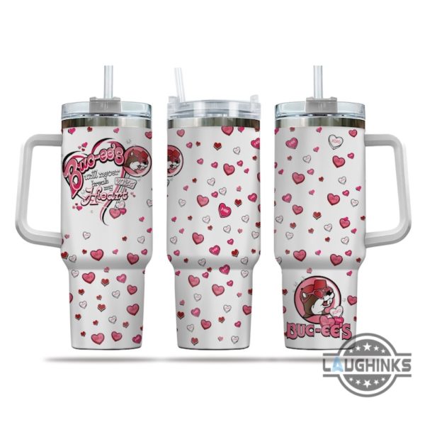 bucees cup 40oz buc ee s valentines tumbler 40 oz stainless steel stanley cup dupe 2024 will never break my hearts valentines day gift laughinks 3