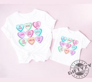 Candy Hearts Valentines Day Shirt For Women And Girls Tshirt Valentines Day Gift For Mom And Daughter Hoodie Valentine Sweatshirt Mommy And Me Outfits giftyzy 2