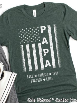 Custom Papa Flag Shirt Personalized Papa Shirt With Kids Names Fathers Day Gift For Papa Fathers Day Shirt Birthday Gift For Him Unique revetee 3