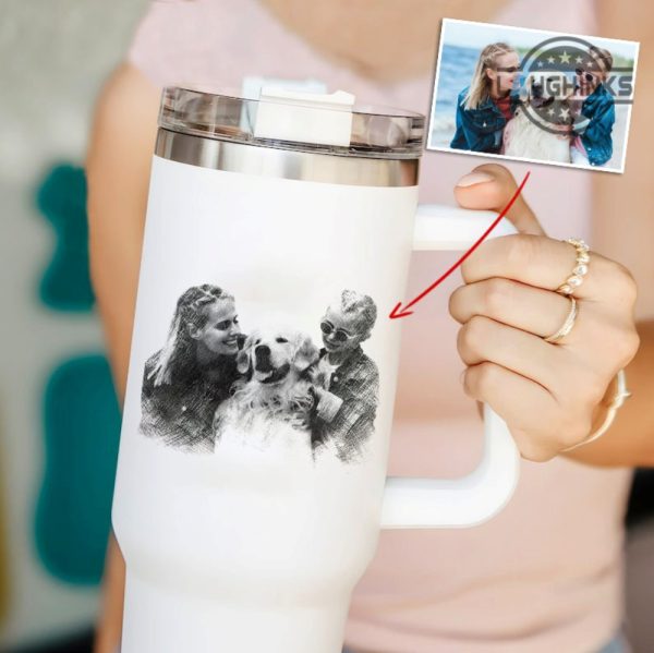 dog valentine gifts custom pet photo 40oz stanley tumbler dupe personalized sketch christmas gift for dog mom cat mom upload photo on 40 oz tumbler cup laughinks 3