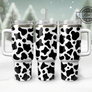 cow print tumbler 40 oz farmhouse farm life cattle skin pattern 40oz stanley tumbler cup with handle dupe gift for farmers cow lovers laughinks 7