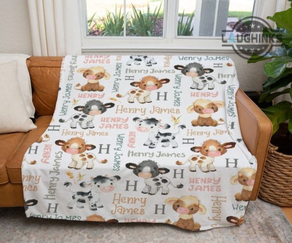 cow print blanket near me cattle throw sherpa fleece blankets personalized cow baby farm animal bedroom decor cow nursery baby shower toddler birthday gift laughinks 4