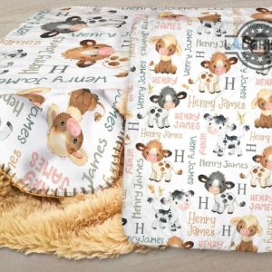 cow print blanket near me cattle throw sherpa fleece blankets personalized cow baby farm animal bedroom decor cow nursery baby shower toddler birthday gift laughinks 5