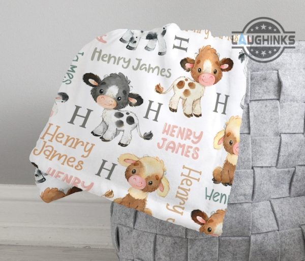 cow print blanket near me cattle throw sherpa fleece blankets personalized cow baby farm animal bedroom decor cow nursery baby shower toddler birthday gift laughinks 6