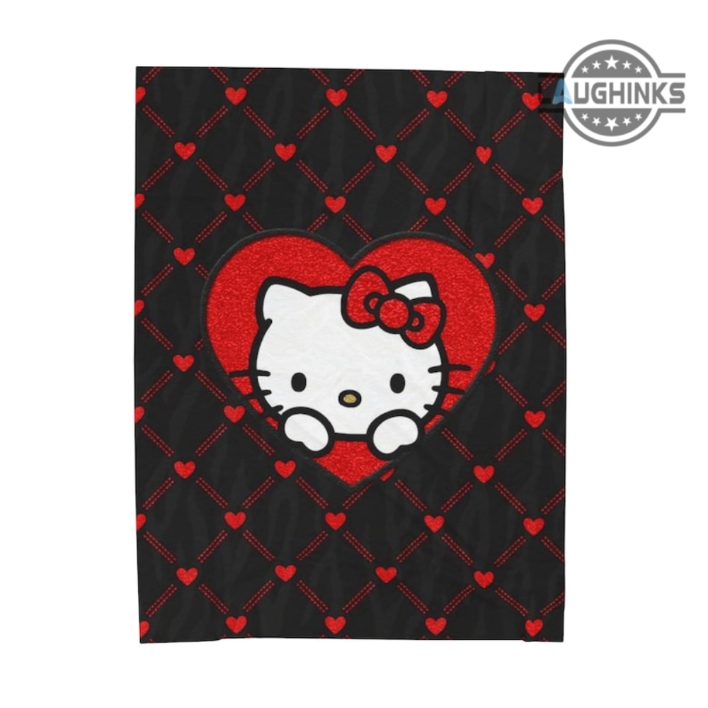 Hello Kitty Plush Blanket Sanrio Hello Kitty Throw Sherpa Fleece Blankets Heart Pattern Birthday Valentines Day Gift For Cartoon Characters Lovers