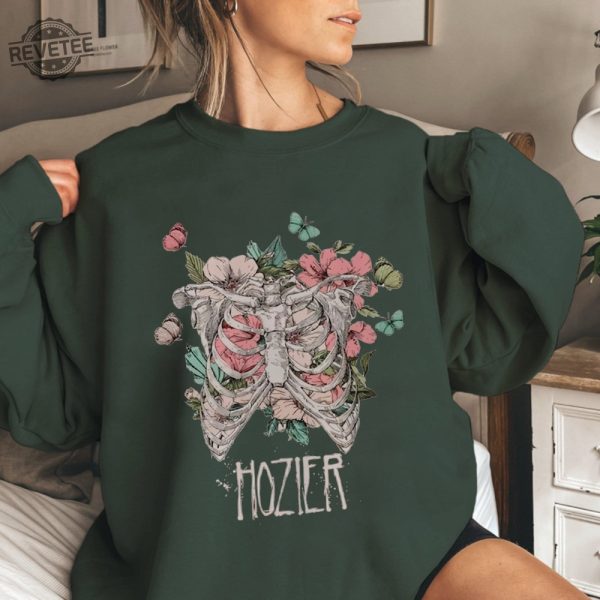 Unreal Unearth Hozier Sweatshirt Hozier Tour 2023 Shirt Vintage Floral Skeleton Sweatshirt Gift For Hozier Fan Unreal Unearth Album Unique revetee 2