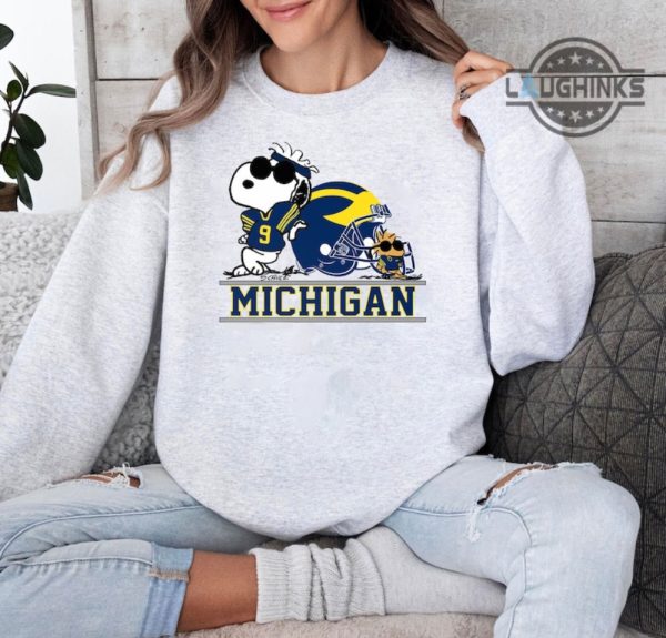 Snoopy hugs Michigan Wolverines Shirt Sweatshirt Hoodie Mens Womens College Football 2024 Rose Bowl Tshirt Peanuts Woodstock National Championship Tee