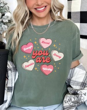 You Are Valentine Shirt You Are Enough Hoodie Valentine Heart Sweatshirt Retro Conversation Heart Tshirt Valentine Youth Shirt giftyzy 10