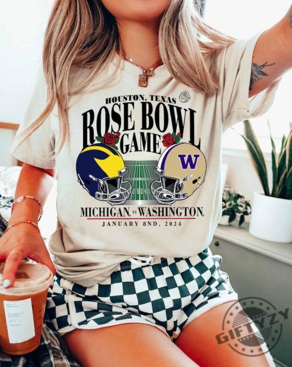 Michigan Wolverines Vs Washington Huskies Football 2024 Rose Bowl Tshirt Rose Bowl Game Champs Hoodie Washington Football Sweatshirt Michigan Football Shirt giftyzy 2