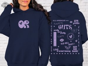 Olivia Rodrigo Guts Sweatshirt Guts World Tour Sweatshirt Guts Hoodie Olivia Rodrigo Hoodie Guts Tracklist Olivia Rodrigo Concert Gift Unique revetee 2