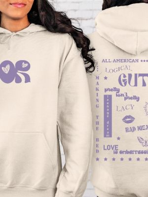 Olivia Rodrigo Guts Sweatshirt Guts World Tour Sweatshirt Guts Hoodie Olivia Rodrigo Hoodie Guts Tracklist Olivia Rodrigo Concert Gift Unique revetee 3