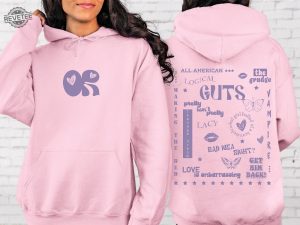 Olivia Rodrigo Guts Sweatshirt Guts World Tour Sweatshirt Guts Hoodie Olivia Rodrigo Hoodie Guts Tracklist Olivia Rodrigo Concert Gift Unique revetee 6