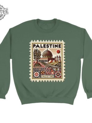 Vintage Palestine Stamp Sweatshirt Unisex Cultural Heritage Wear Palestine Sweatshirt Palestine Watermelon Sweatshirt Unique revetee 4