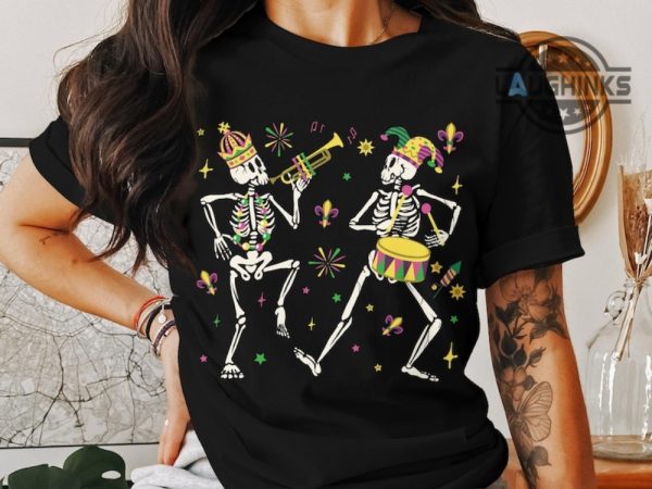 mardi gras sweater sweatshirt tshirt hoodie colorful dancing skeletons shirts funny mardi gras carnival tee dancing skull parade nola party gift laughinks 4