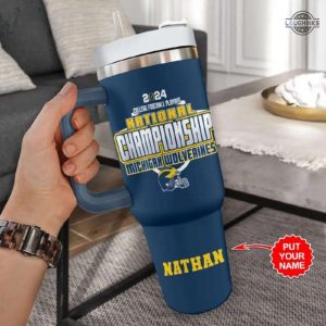 michigan national championship football tumbler personalized michigan wolverines national champions 2024 40oz stainless steel stanley cup laughinks 2
