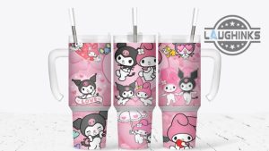 hello kitty stanley tumbler dupe 40 oz sanrio kuromi melody cartoon cups with handle valentines day gift pink kitty stainless steel tumblers 40oz laughinks 1