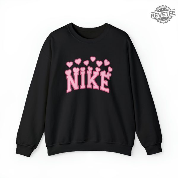 Nike Valentines Day Crewneck Sweatshirt Valentines Day Sweatshirt With Hearts Pink Nike Sweatshirt Unique revetee 1