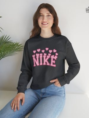 Nike Valentines Day Crewneck Sweatshirt Valentines Day Sweatshirt With Hearts Pink Nike Sweatshirt Unique revetee 2