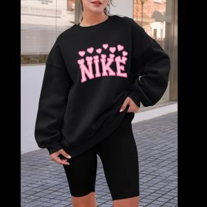 Nike Valentines Day Crewneck Sweatshirt Valentines Day Sweatshirt With Hearts Pink Nike Sweatshirt Unique revetee 4