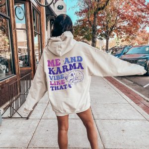 Womens Aesthetic Hoodie Words On Back Sweatshirt Karma Shirt Concert Tshirts Best Friend Gifts Trending Shirt Taylor Swift Merch Unique revetee 3