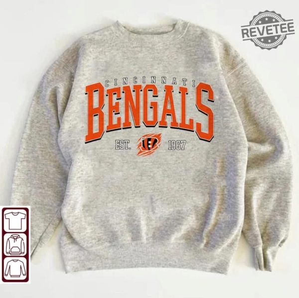 Retro Cincinnati Bengals Sweatshirt Vintage Cincinnati Football Crewneck Football Sweatshirt Cincinnati Bengals Shirt Bengals Crewneck Sweatshirt Unique revetee 1