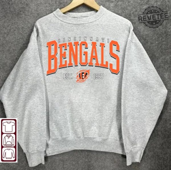 Retro Cincinnati Bengals Sweatshirt Vintage Cincinnati Football Crewneck Football Sweatshirt Cincinnati Bengals Shirt Bengals Crewneck Sweatshirt Unique revetee 3