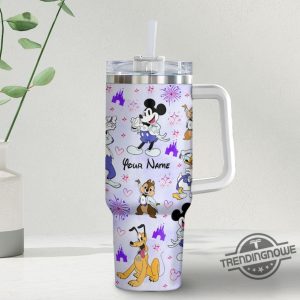 Custom Disney 100 Years Mickey Colorful Tumbler Personalized Disney 40Oz Tumbler With Handle Straw Disney Characters Tumbler Christmas Gift trendingnowe 1 1