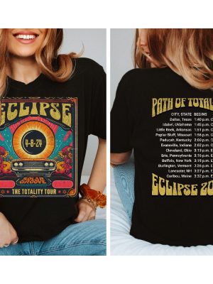 Solar Eclipse 2024 1717 Retro Style T Shirt Path Of Totality Vintage Look Tee Eclipse April 18 2024 Distressed T Shirt Pepper revetee 2